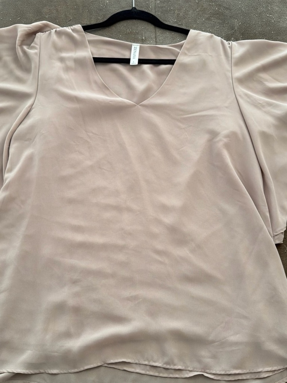 Zenana Outfitters Dusty Blush V-Neck Short Puff Sleeve Tunic
